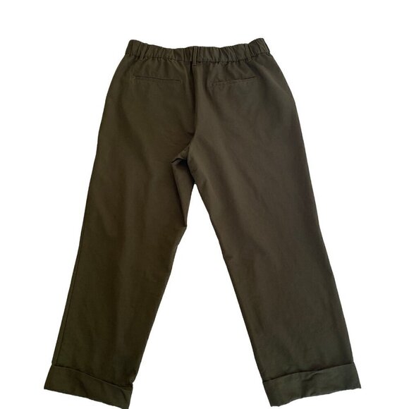 Ann Taylor Cargo Pants Size 12 Army Green Ankle Length Cuffed Elastic Waist - Picture 4 of 9